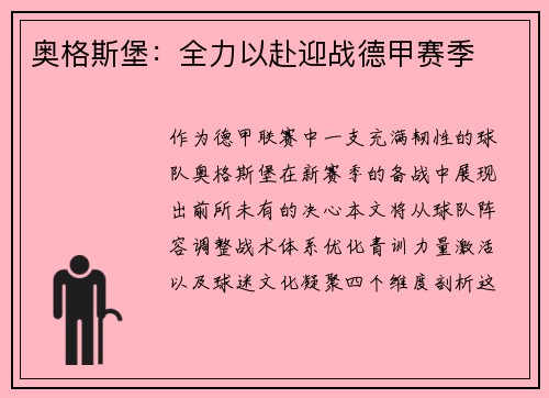 奥格斯堡：全力以赴迎战德甲赛季